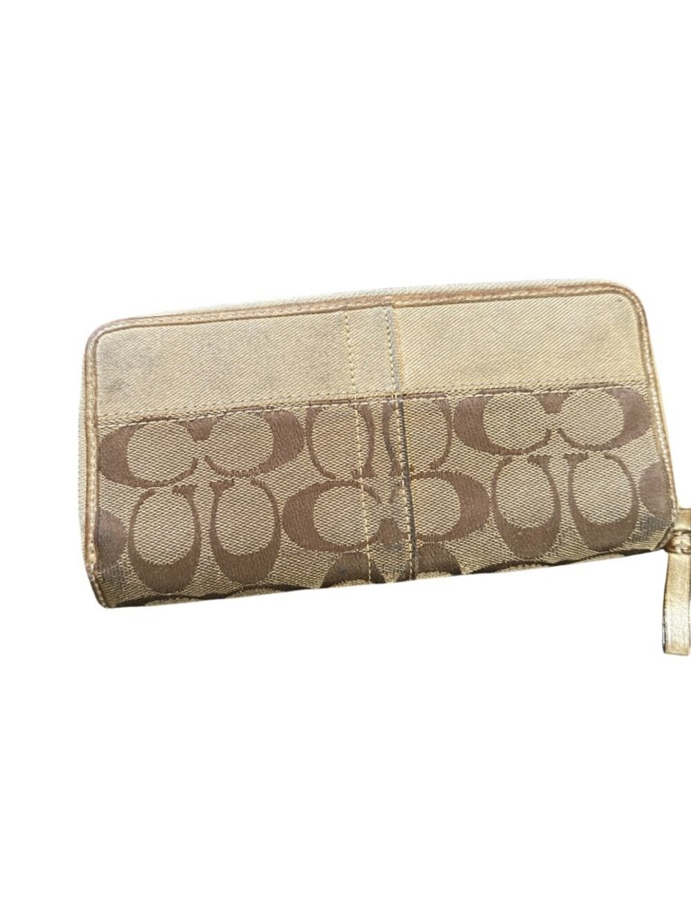 Coach Signature Canvas & Leather Accordion Wallet With Snap Closure - Picture 3 of 9